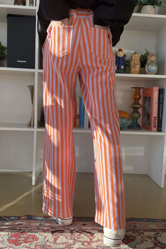 Shoreditch Stripe Lounge Flare Trouser Aperol & Lilac 